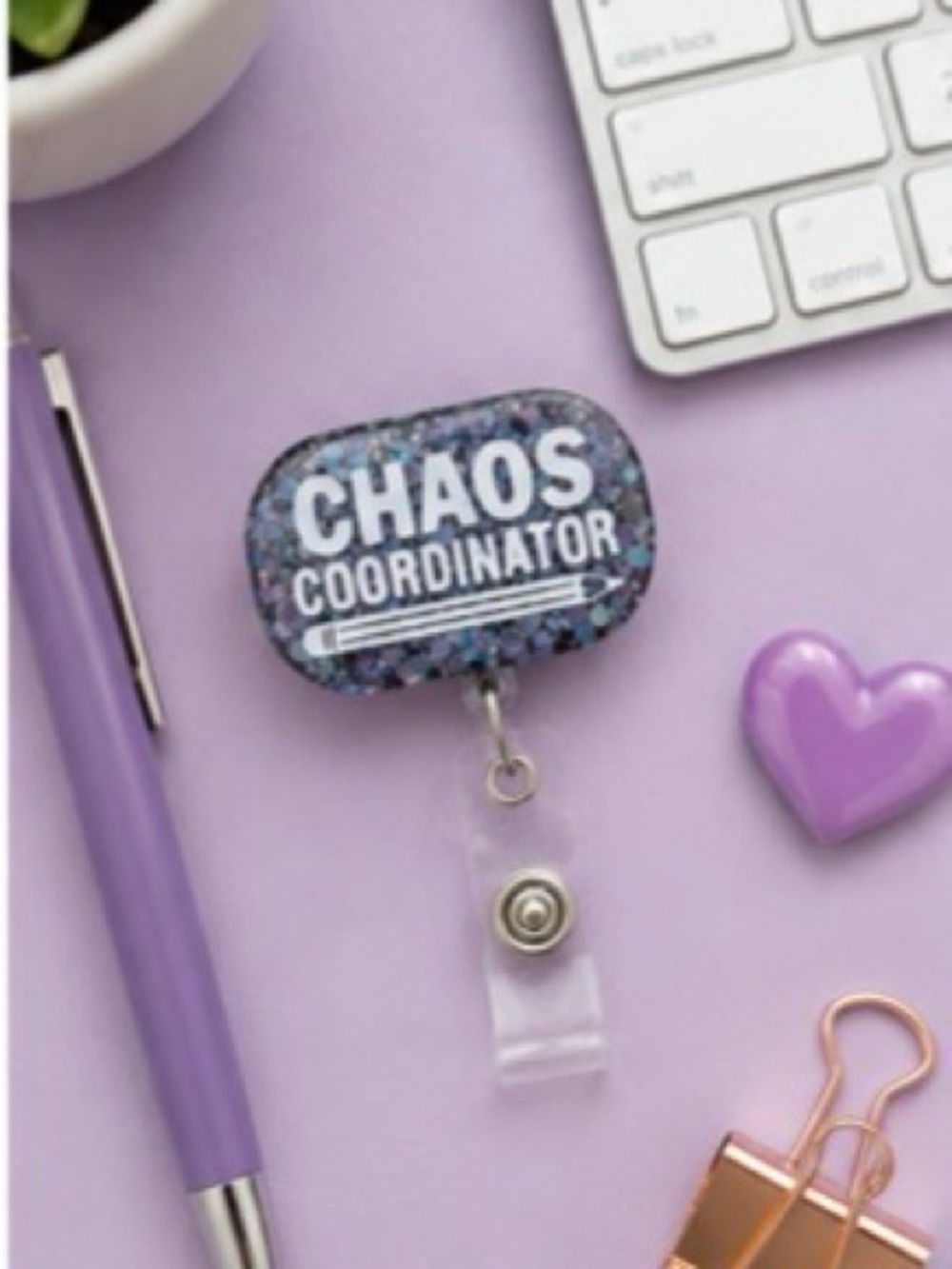 Chaos Coordinator Glitter Badge Reel - Purple